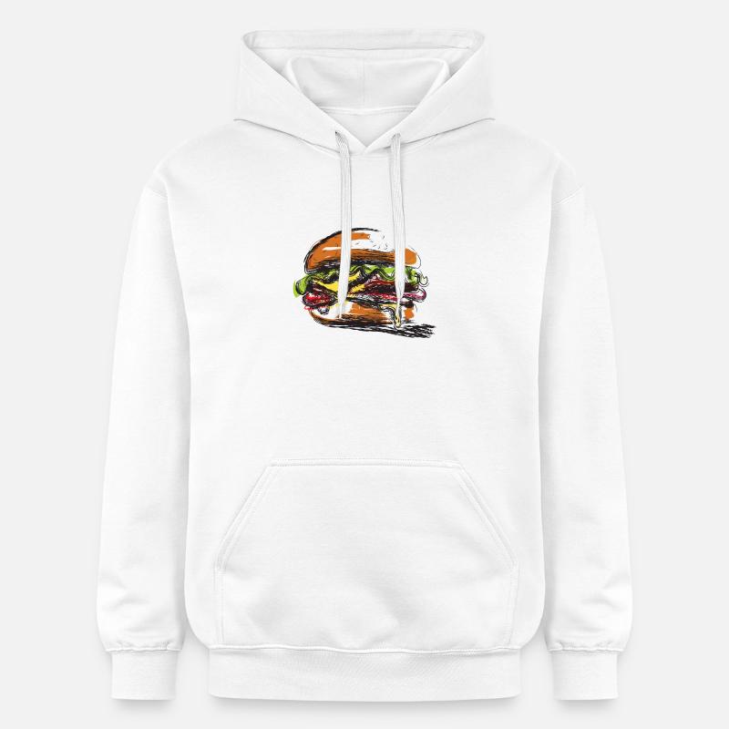 Affiche sandwich farci au hamburger - Sweat à capuche Softstyle® Gildan Unisexe - blanc