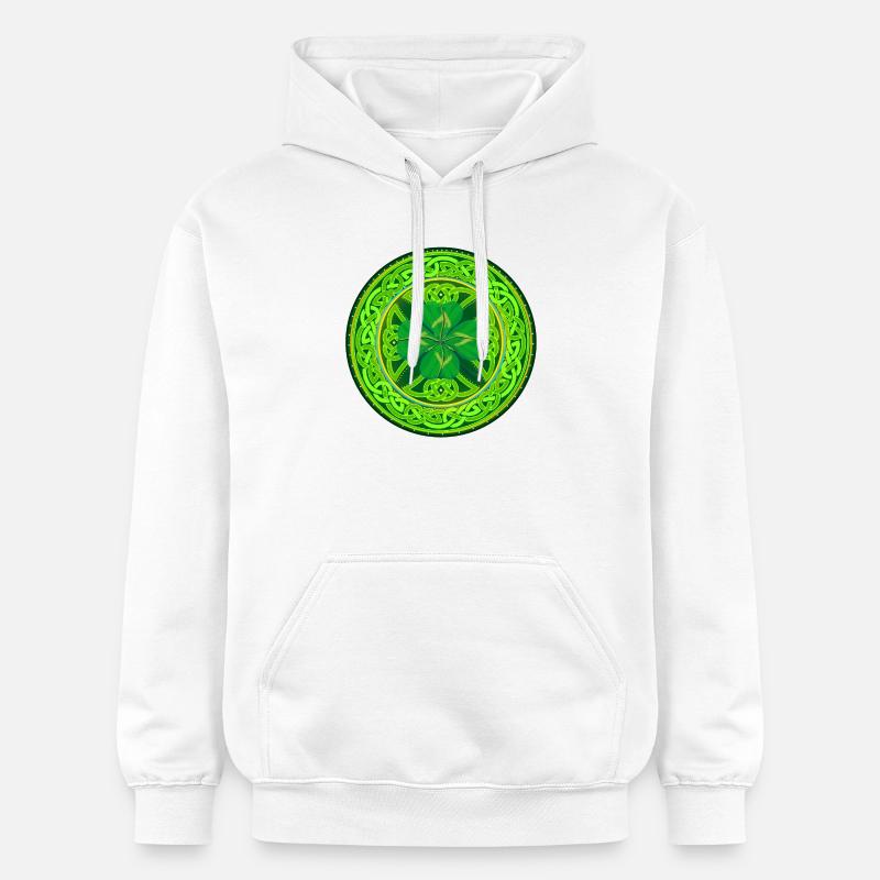 Kleeblatt mit vier Keltischen Blättern - Gildan Unisex Softstyle® Midweight Hoodie - Weiß