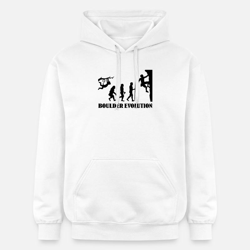 Boulder Evolution Escalade Alpinisme Boulderer - Sweat à capuche Softstyle® Gildan Unisexe - blanc