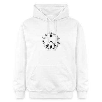 Frieden und Liebe - Gildan Unisex Softstyle® Midweight Hoodie - Weiß - Vorne - Liana (172cm) & Jaron (178cm)
