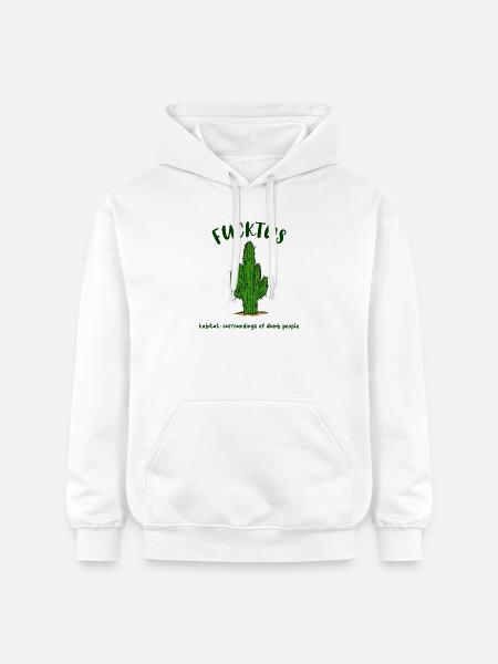 Fucktus Cactus Stupido Stupido Umore divertente - Felpa con cappuccio unisex Softstyle® Gildan con grammatura media - bianco