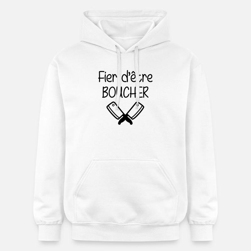 Fier d'être boucher - Sweat à capuche Softstyle® Gildan Unisexe - blanc