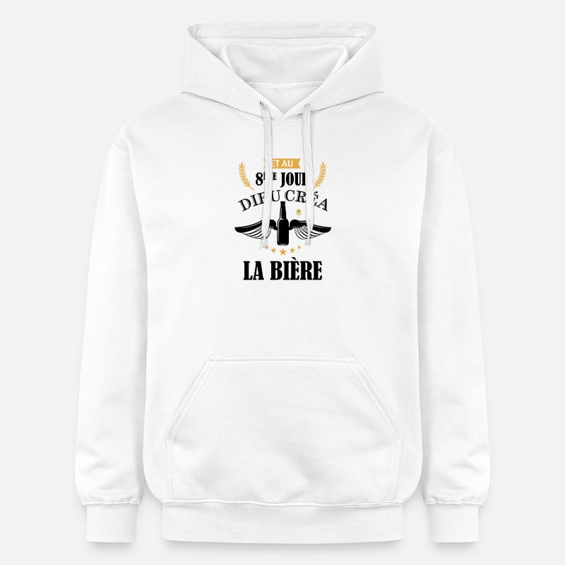 Dieu créa la bière - Sweat à capuche Softstyle® Gildan Unisexe - blanc