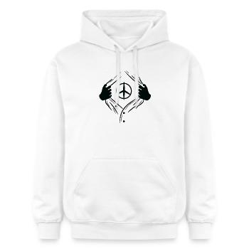 Freedom of Expression Peace Sign Love Peace - Gildan Unisex Softstyle® Midweight Hoodie - white - Front - Liana (172cm) & Jaron (178cm)