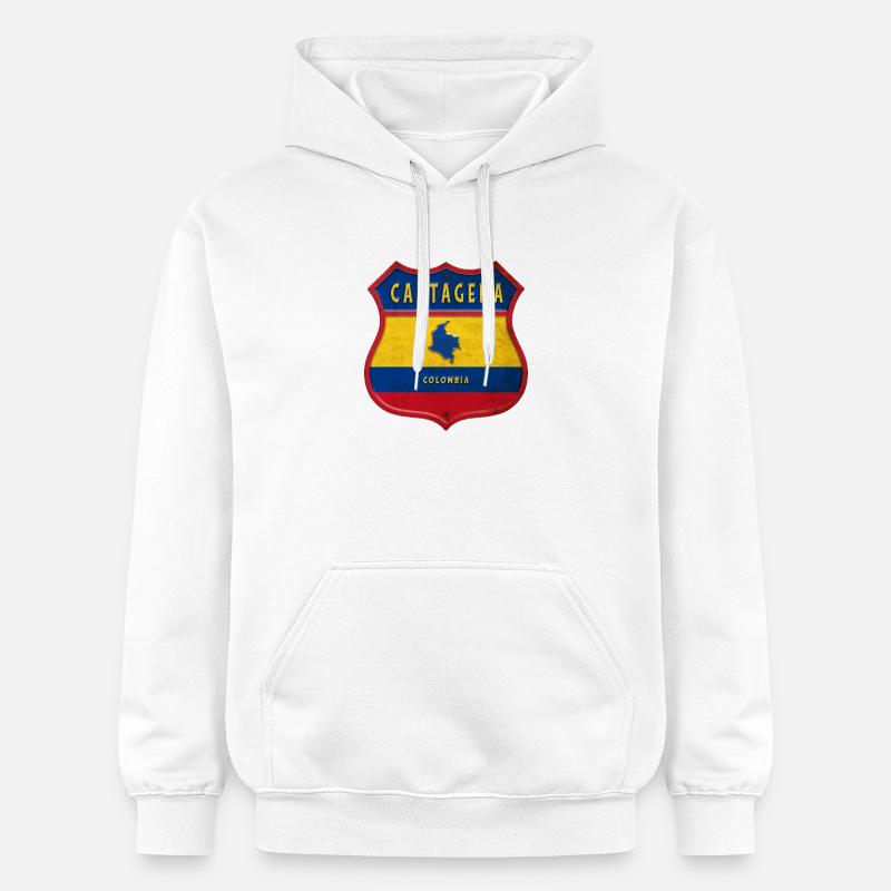 Écusson Carthagène Colombie - Sweat à capuche Softstyle® Gildan Unisexe - blanc
