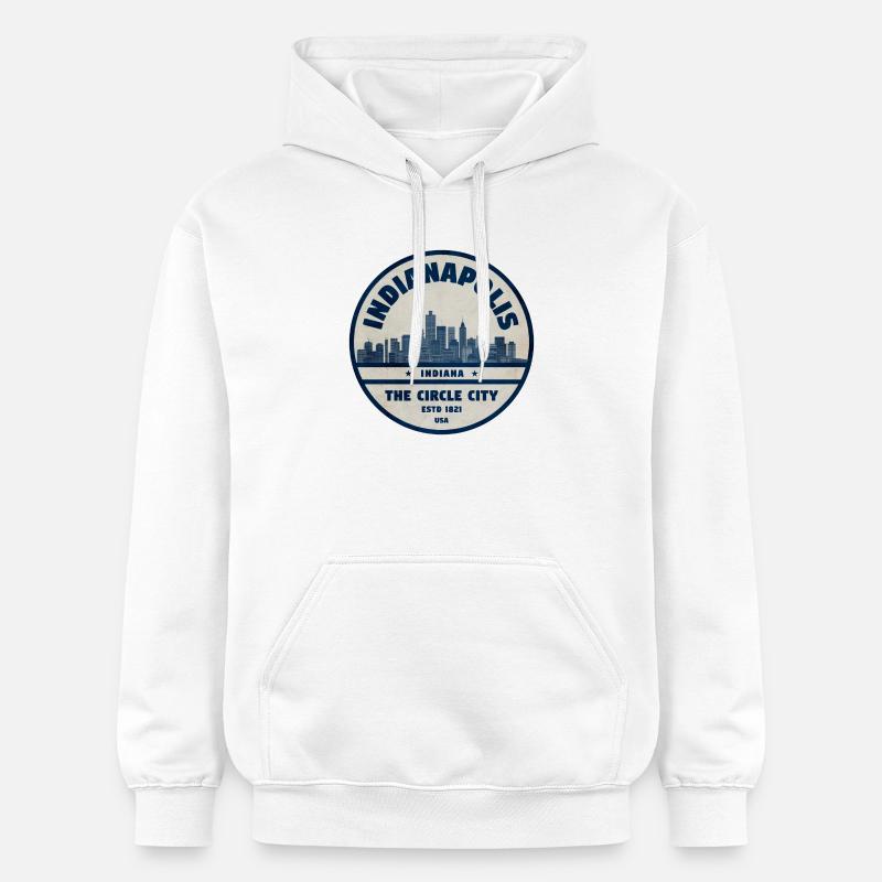 Ville du comté d’Indianapolis Skyline - Sweat à capuche Softstyle® Gildan Unisexe - blanc