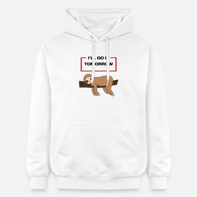 Animal Lazy Statement Hammock Sloth Sleeping - Gildan Unisex Softstyle® Midweight Hoodie - white