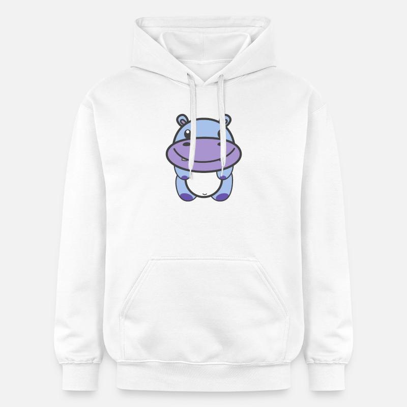 Hippopotame mignon Kawaii - Sweat à capuche Softstyle® Gildan Unisexe - blanc