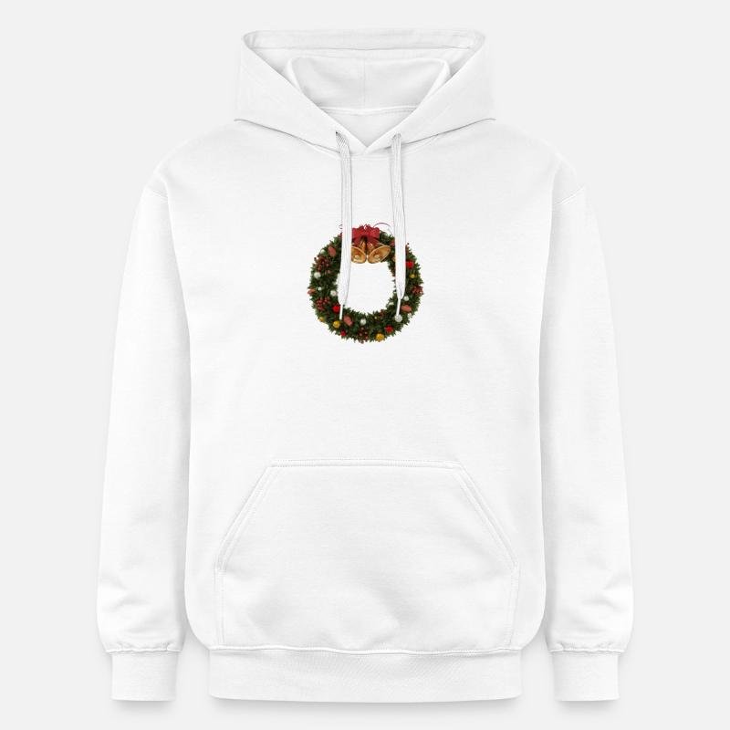 Weihnachtskranz mit Glocken und Schleife - Gildan Unisex Softstyle® Midweight Hoodie - Weiß