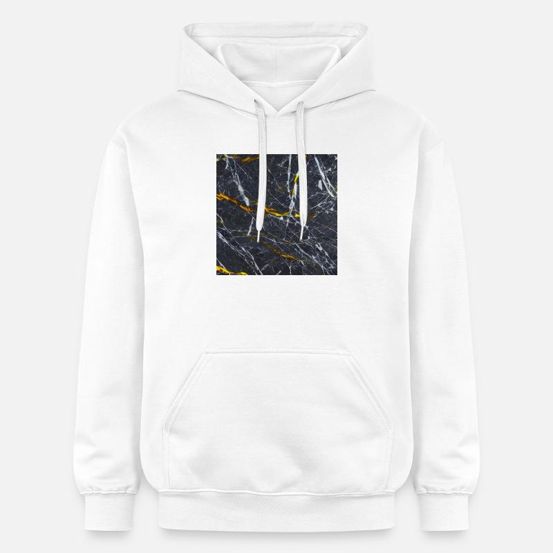 Marmor Schwarz Gold Textur - Gildan Unisex Softstyle® Midweight Hoodie - Weiß