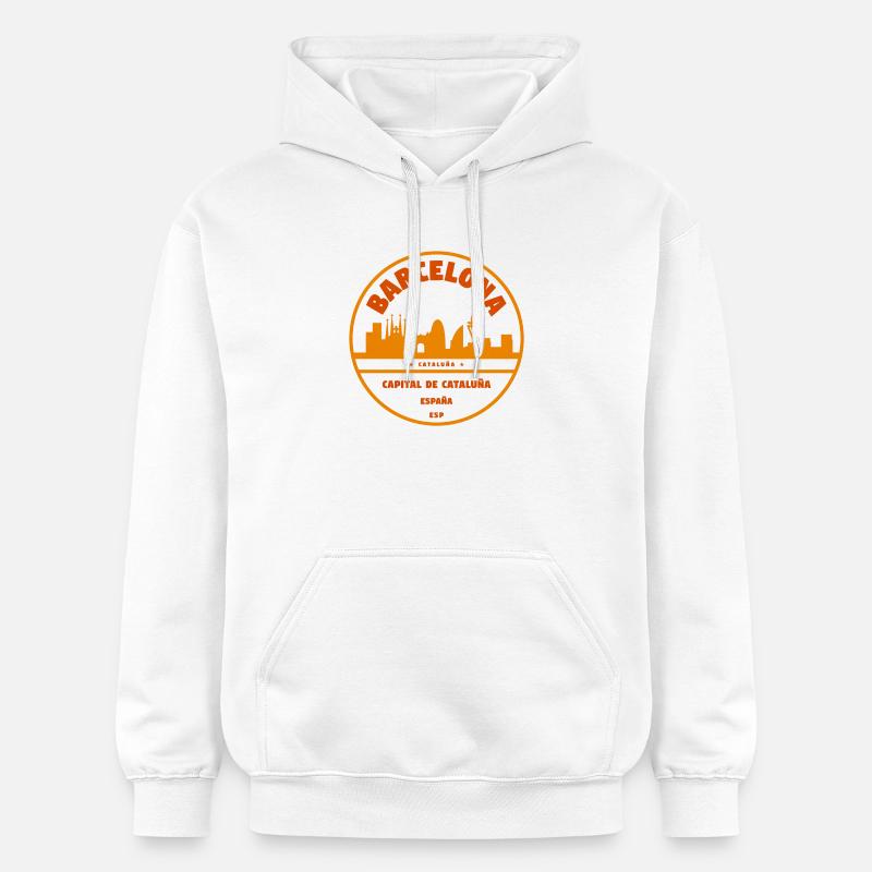 Emblème de la Skyline de Barcelone - Sweat à capuche Softstyle® Gildan Unisexe - blanc