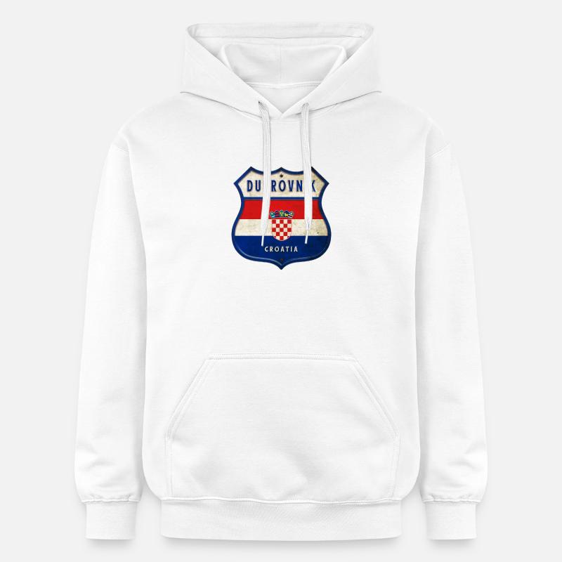 Dubrovnik Croatie Drapeaux Design d'armoiries - Sweat à capuche Softstyle® Gildan Unisexe - blanc