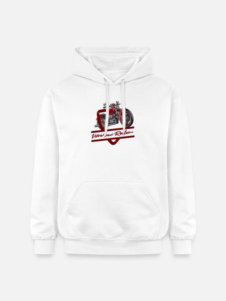 Live to Ride Oldtimer-Motorrad - Gildan Unisex Softstyle® Midweight Hoodie - Weiß