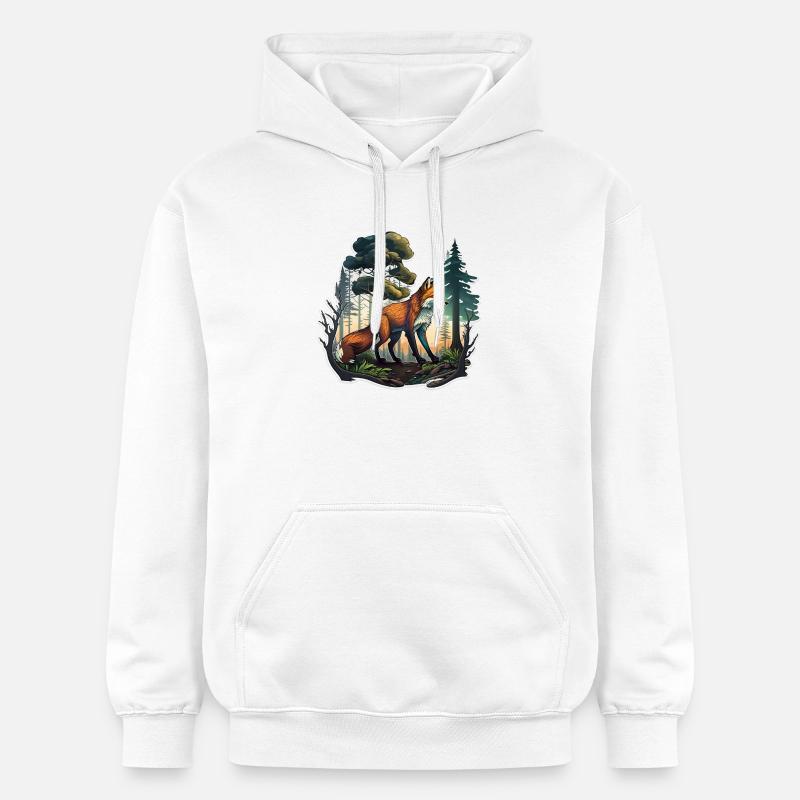 Renard dans la forêt - Sweat à capuche Softstyle® Gildan Unisexe - blanc