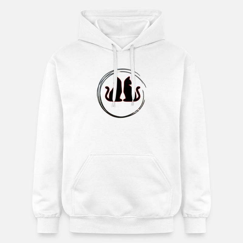 Chats jumeaux rouges / noirs - Sweat à capuche Softstyle® Gildan Unisexe - blanc