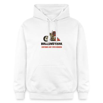 Motorrad Bullen Design - Gildan Unisex Softstyle® Midweight Hoodie - Weiß - Vorne - Liana (172cm) & Jaron (178cm)