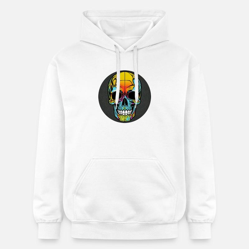 Skull bunt mit rand - Gildan Unisex Softstyle® Midweight Hoodie - Weiß