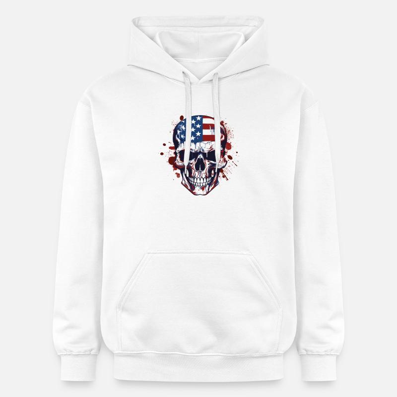 Art de crânes des drapeaux américains - Sweat à capuche Softstyle® Gildan Unisexe - blanc