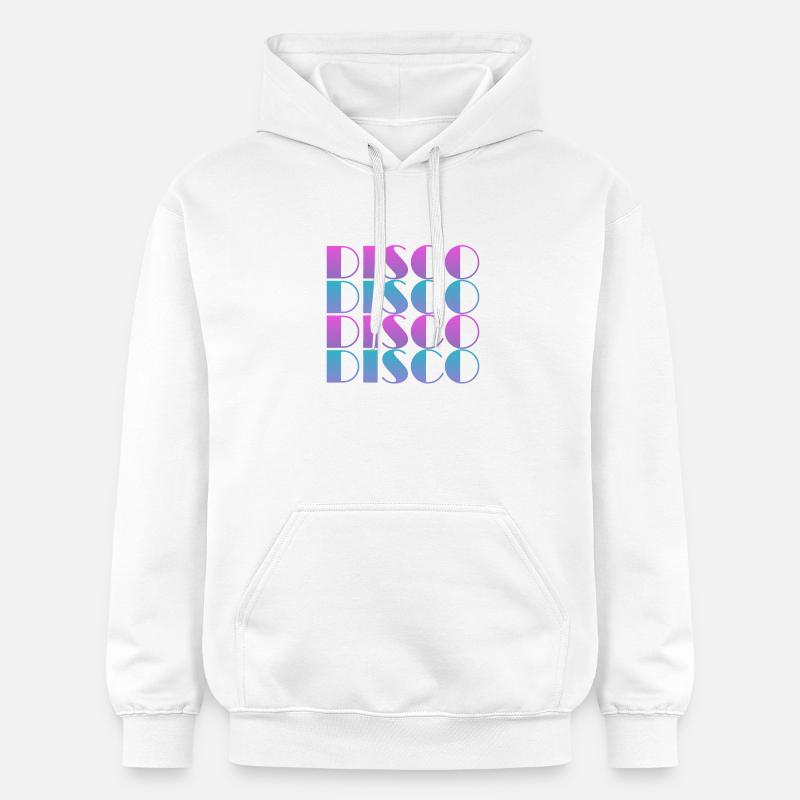 Vibrant Disco Text Pattern Design - Gildan Unisex Softstyle® Midweight Hoodie - white