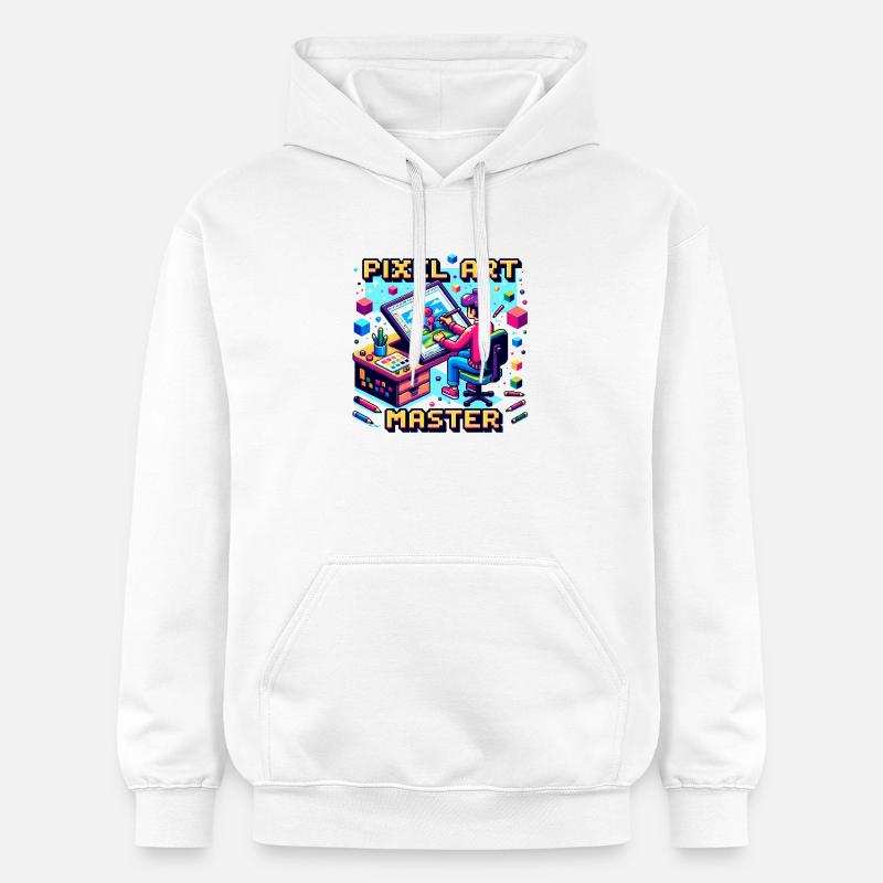 Maître du pixel art - Sweat à capuche Softstyle® Gildan Unisexe - blanc