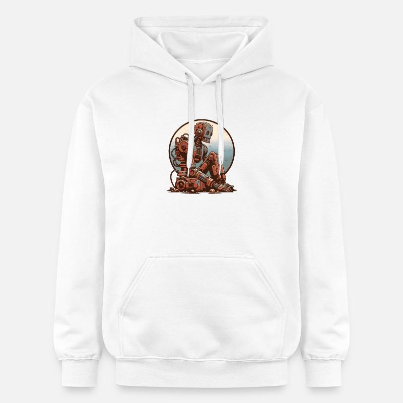 Robot, Romance, Chagrin d’amour, Rétro, Triste - Sweat à capuche Softstyle® Gildan Unisexe - blanc