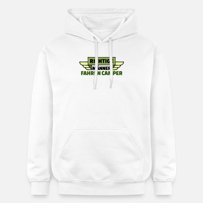 Wanderer Camping Camper Wohnwagen Statement - Gildan Unisex Softstyle® Midweight Hoodie - Weiß