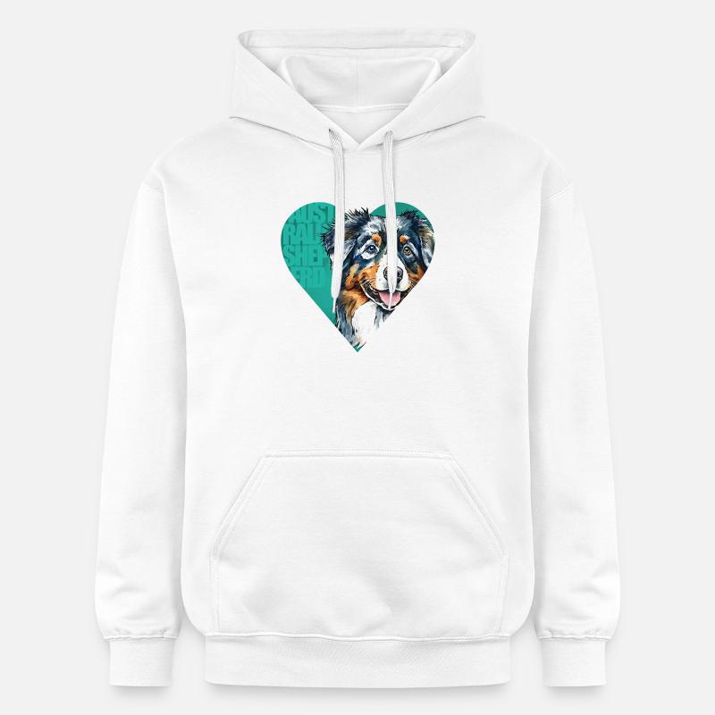 Portrait de berger australien - Sweat à capuche Softstyle® Gildan Unisexe - blanc
