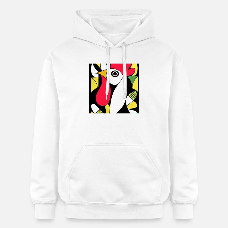 Coq cubiste - Sweat à capuche Softstyle® Gildan Unisexe - blanc