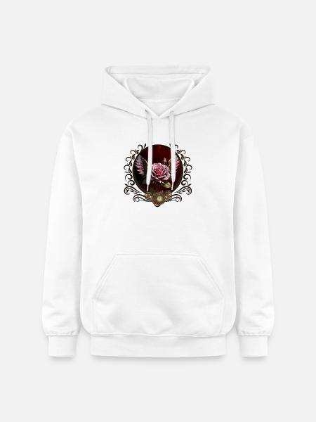 Wonderful steampunk rose with wings. - Gildan Unisex Softstyle® Midweight Hoodie - white