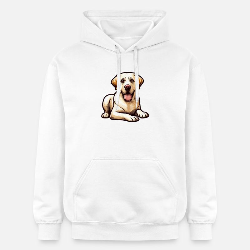Chiot Labrador Joyeux Illustration - Sweat à capuche Softstyle® Gildan Unisexe - blanc