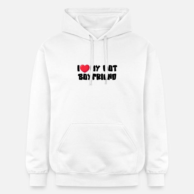 J’aime mon petit ami chaud - Sweat à capuche Softstyle® Gildan Unisexe - blanc