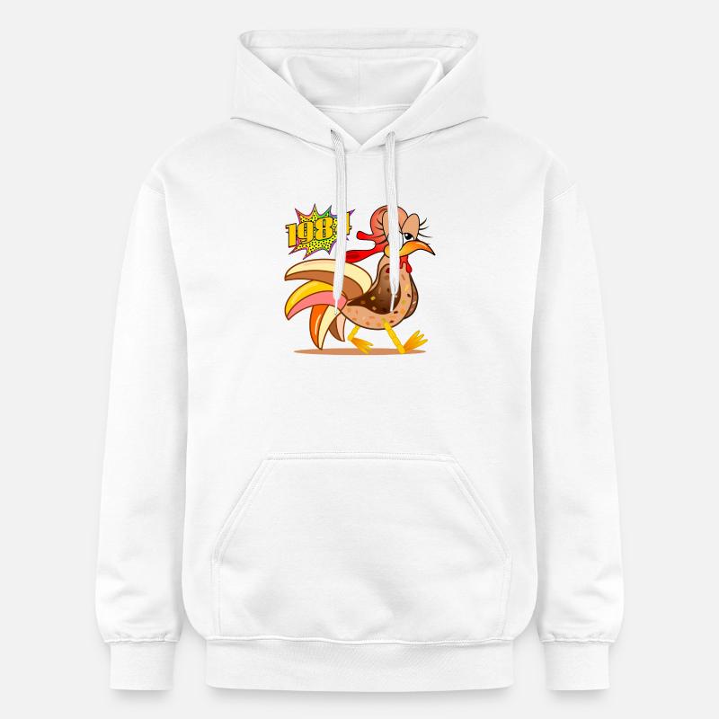 42 ans - Anniversaire de Chickens 1984 - Sweat à capuche Softstyle® Gildan Unisexe - blanc