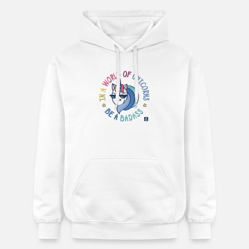 Licorne badass - Sweat à capuche Softstyle® Gildan Unisexe - blanc