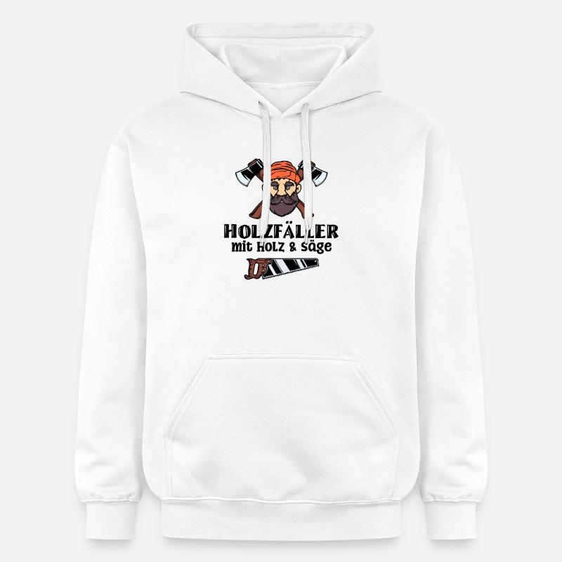 Bûcheron déclaration hache bois menuiserie tronçonneuse - Sweat à capuche Softstyle® Gildan Unisexe - blanc