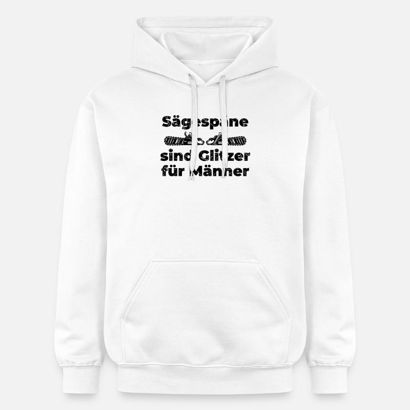 Scie bûcheron sciure déclaration boiseries - Sweat à capuche Softstyle® Gildan Unisexe - blanc