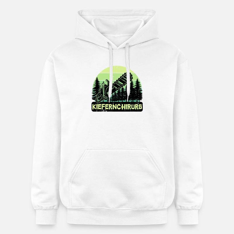 Bûcheron déclaration bois scie arbre boiseries - Sweat à capuche Softstyle® Gildan Unisexe - blanc