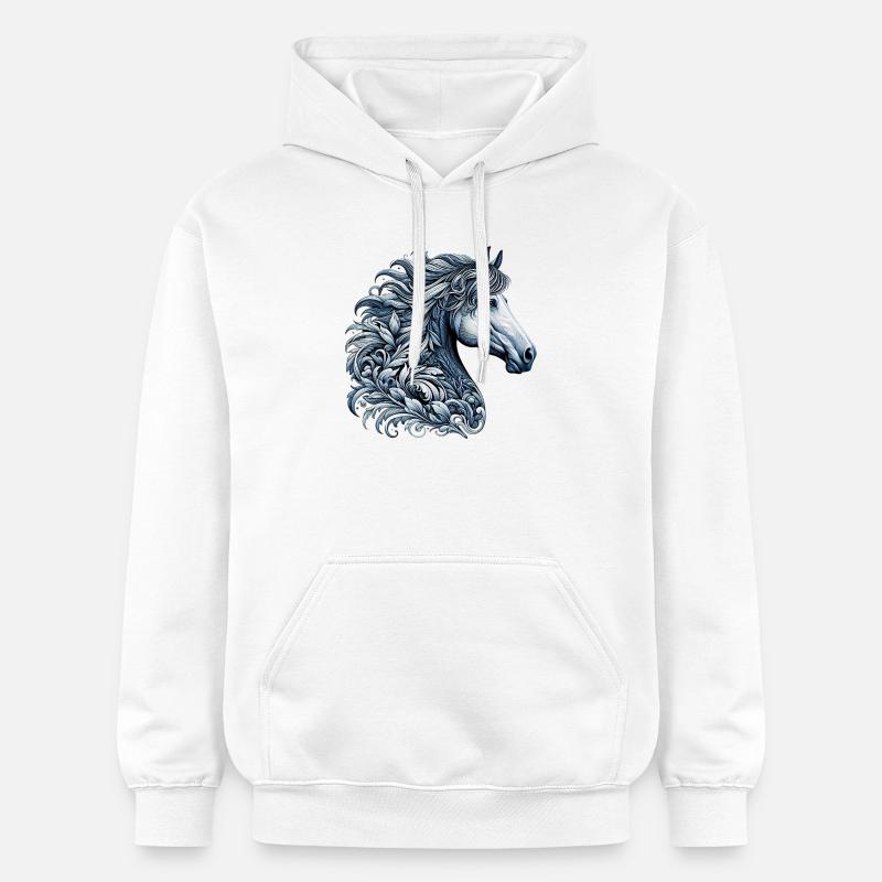 Cheval - Sweat à capuche Softstyle® Gildan Unisexe - blanc