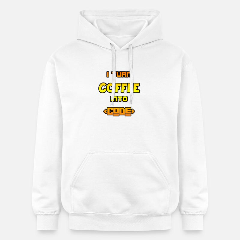 I turn coffee into code - Gildan Unisex Softstyle® Midweight Hoodie - white
