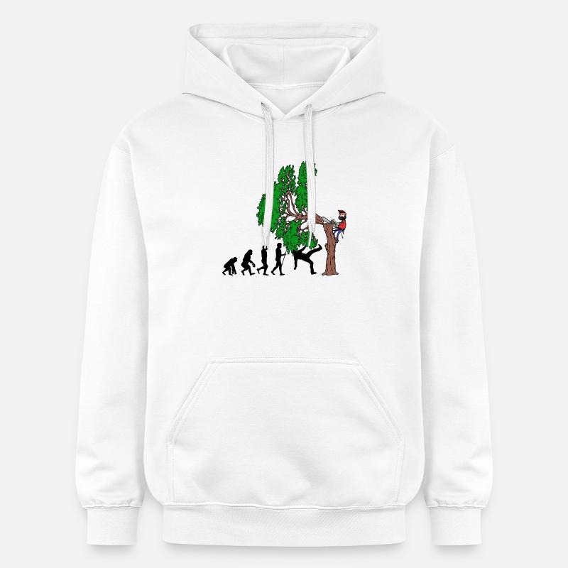 Baum Evolution Holz Holzfäller Baumfäller Wald - Gildan Unisex Softstyle® Midweight Hoodie - Weiß