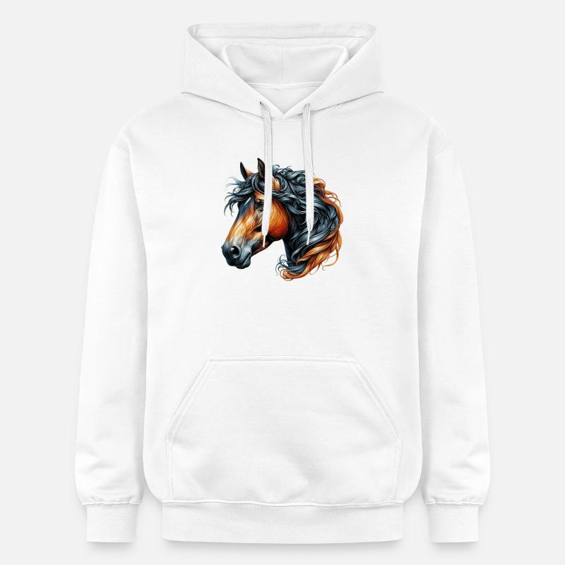 Cheval - Sweat à capuche Softstyle® Gildan Unisexe - blanc