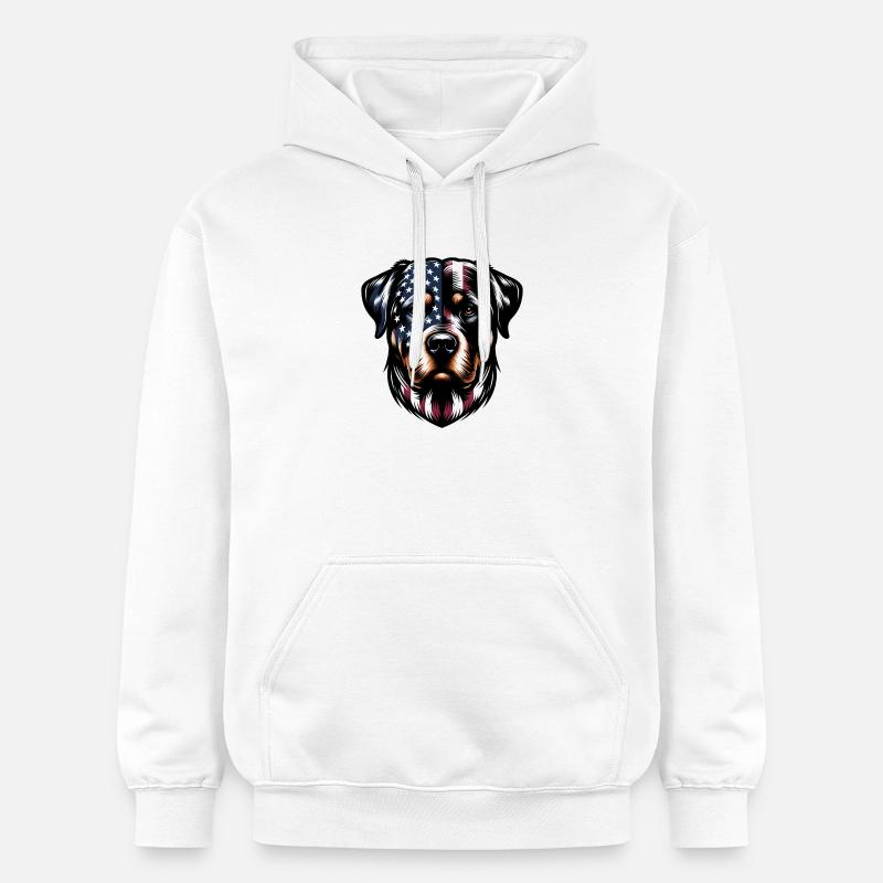 Design de chien Rottweiler USA - Sweat à capuche Softstyle® Gildan Unisexe - blanc