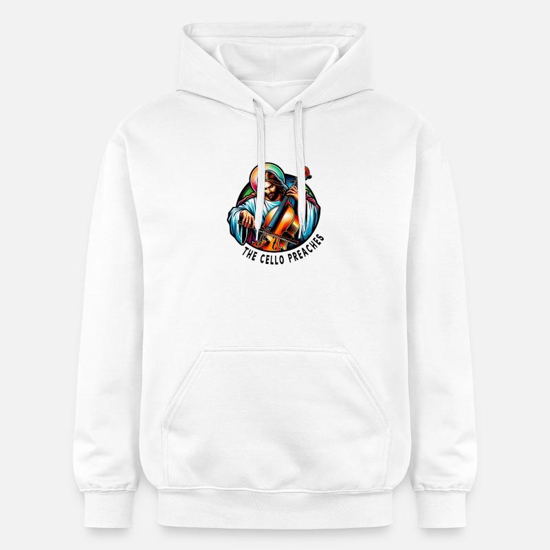 Le violoncelle prêche Jésus-Christ - Sweat à capuche Softstyle® Gildan Unisexe - blanc