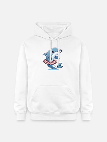 Balletic Dolphin: Graceful Waves - Gildan Unisex Softstyle® Midweight Hoodie - white