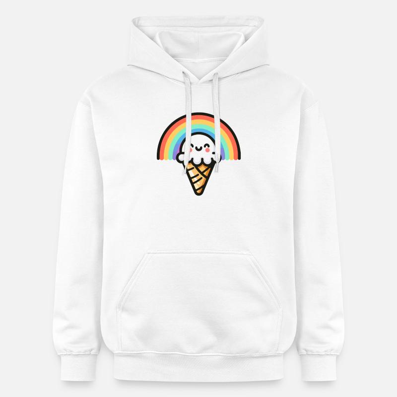 Rainbow Scoop: Der süßeste Bogen - Gildan Unisex Softstyle® Midweight Hoodie - Weiß