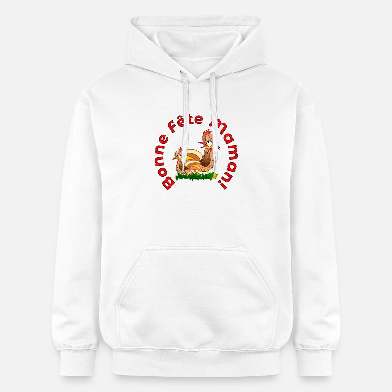 Fêtes des Méres POULETS POULES MAMAN - Sweat à capuche Softstyle® Gildan Unisexe - blanc