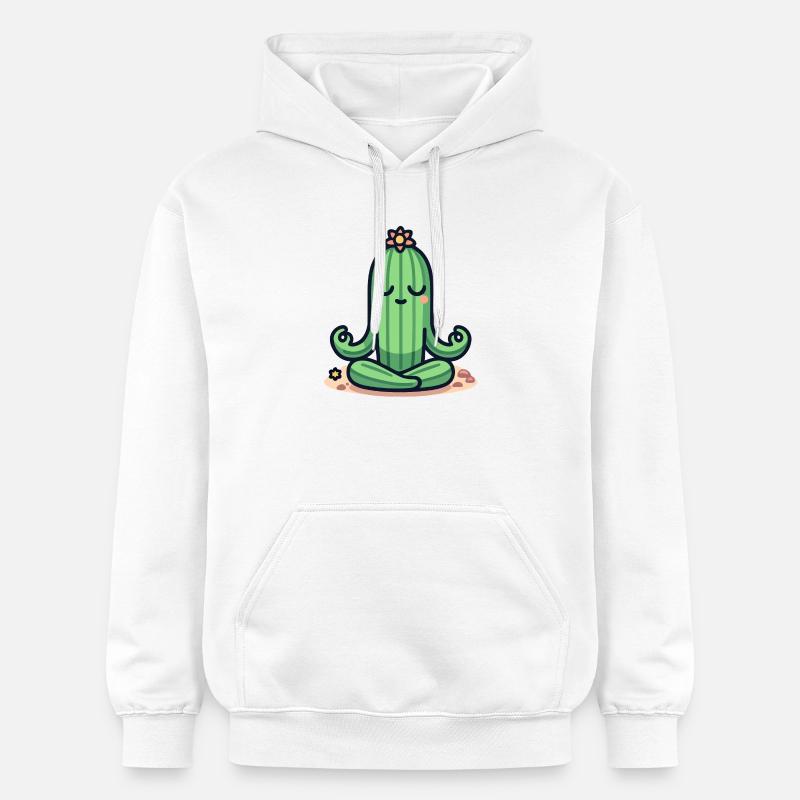 Cactus Zen - Pose de plante paisible - Sweat à capuche Softstyle® Gildan Unisexe - blanc