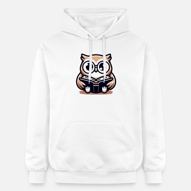 Sage hibou lecteur charme livresque - Sweat à capuche Softstyle® Gildan Unisexe - blanc