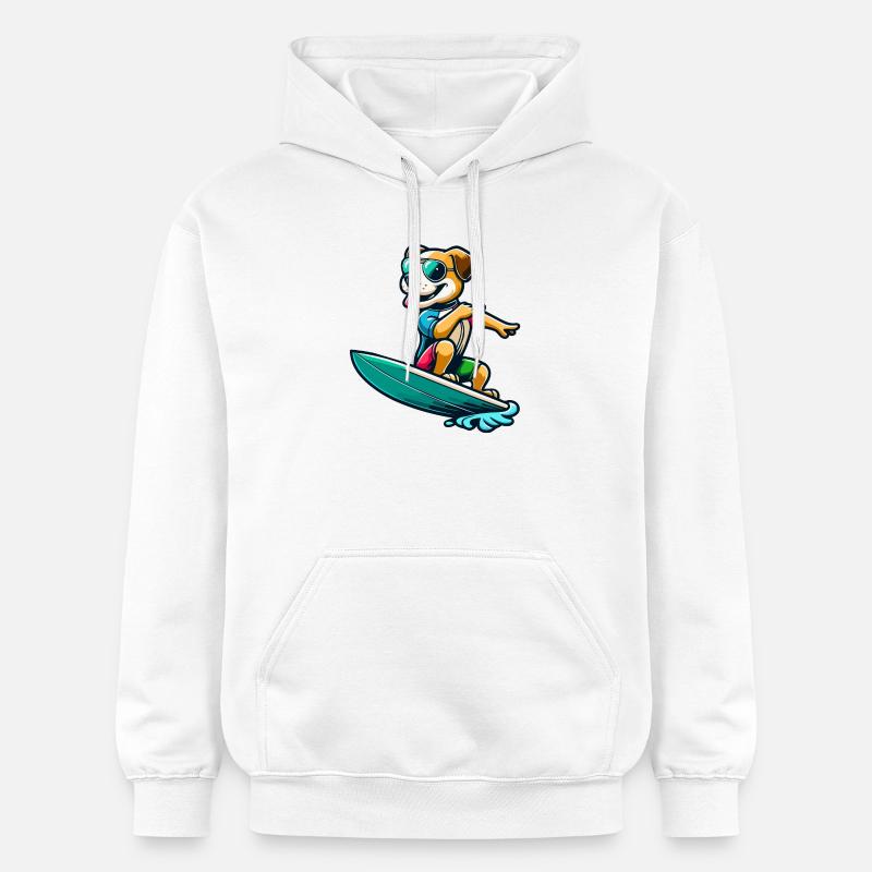 Copain de surf des vagues - Sweat à capuche Softstyle® Gildan Unisexe - blanc