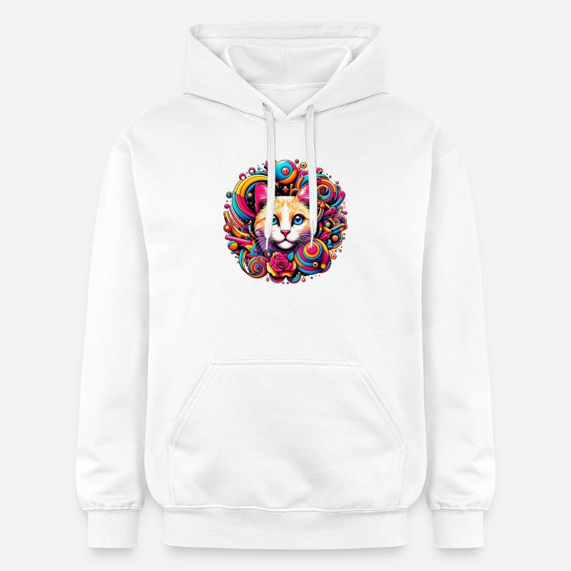 Chat - Sweat à capuche Softstyle® Gildan Unisexe - blanc