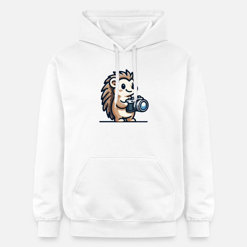 Schnappschuss-Igel: Der Shutterbug-Kumpel - Gildan Unisex Softstyle® Midweight Hoodie - Weiß